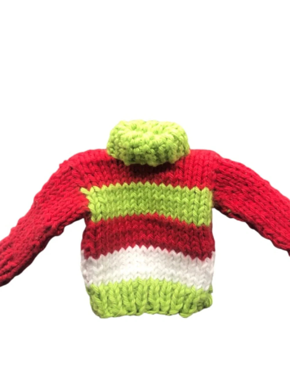 Hand Knit Mini Christmas Striped Sweater Ornament | Holiday Decor, Gift Topper